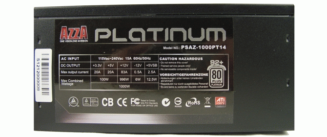 AZZA Platinum 1000-Watt 80 PLUS Platinum Power Supply Review
