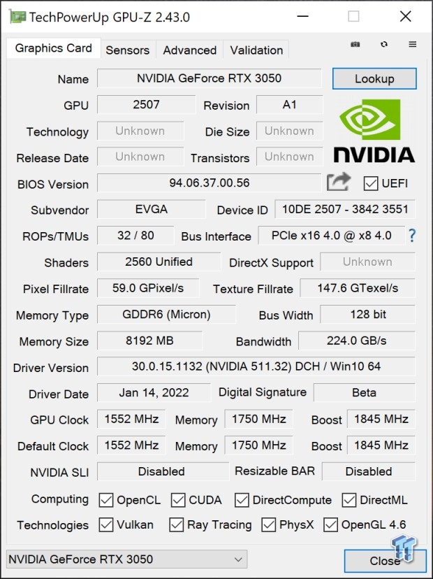 EVGA GeForce RTX 3050 XC BLACK Review 888