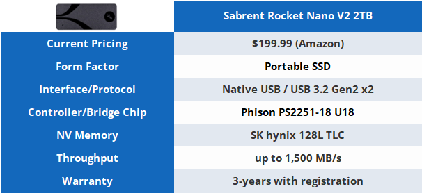 Обзор портативного твердотельного накопителя Sabrent Rocket Nano V2 2 ТБ — Native USB Bliss 01