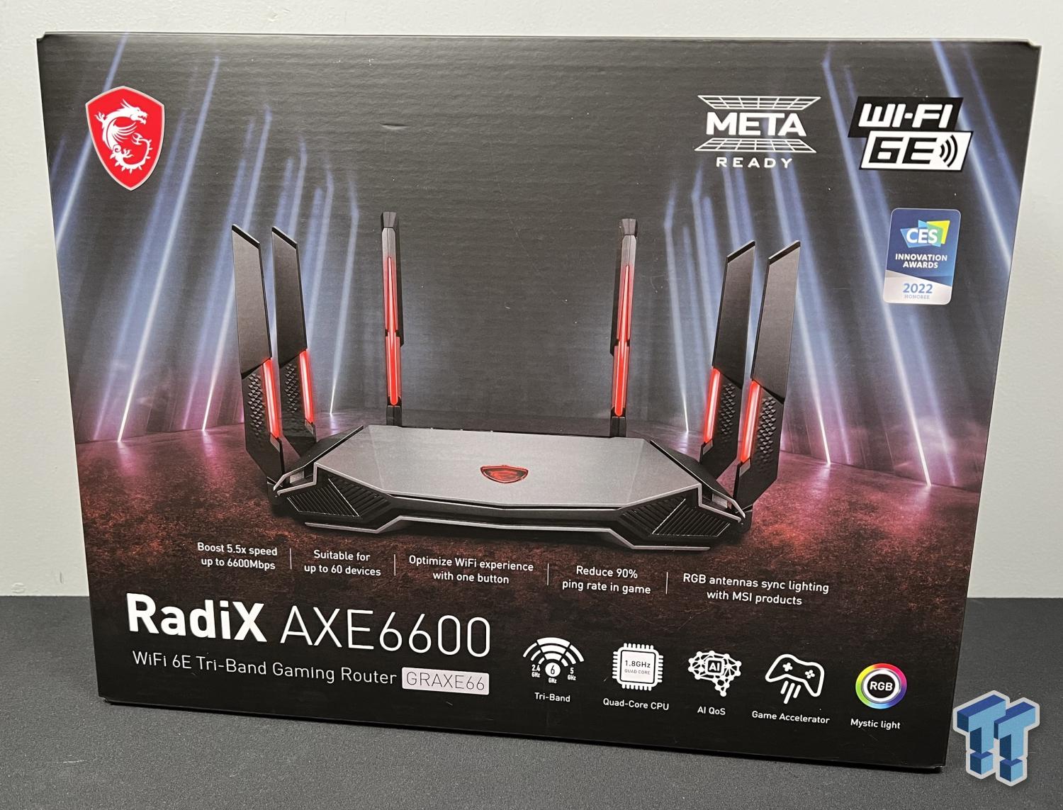 MSI RadiX AXE6600 Wi-Fi 6 Tri-Band Gaming Router