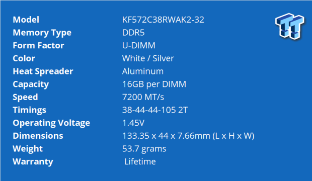 Kingston FURY 32GB KIT DDR5 7200MHz CL38 Renegade White RGB XMP