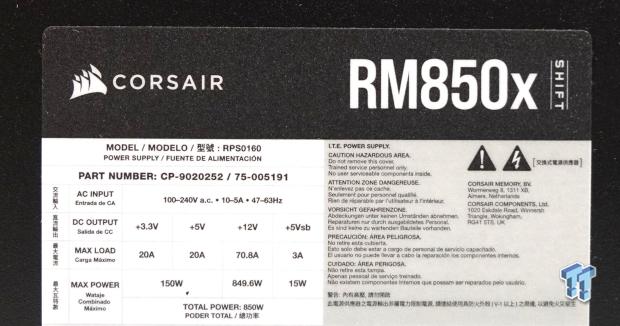 CORSAIR RMx Shift Series RM850x 80 Plus Gold Fully Modular ATX