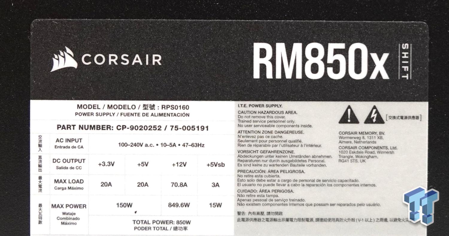 Alimentation Corsair RM850x SHIFT 850 Watts (CP-9020252-EU)