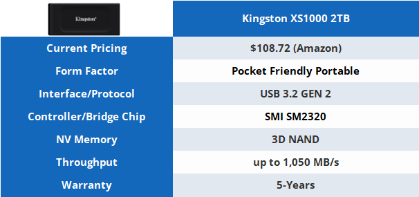 Kingston 1TB / 2TB XS1000 External SSD Solid State Drive Read Speed up to  1050MB