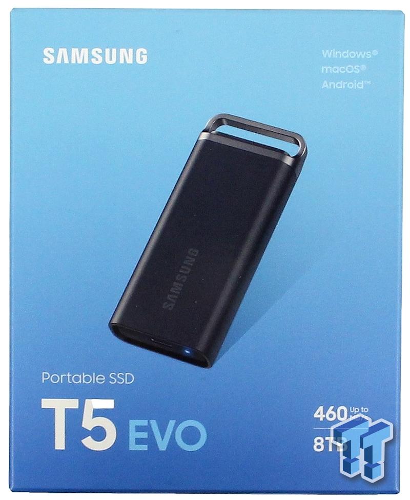 SAMSUNG T5 EVO Portable SSD 8TB, USB 3.2 Gen 1 External Solid State Drive,  Seq. Read Speeds Up to 460MB/s for Gaming and Content Creation