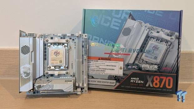MSI MPG X870I Edge Ti Evo WiFi Motherboard - Packed and stacked Mini-ITX