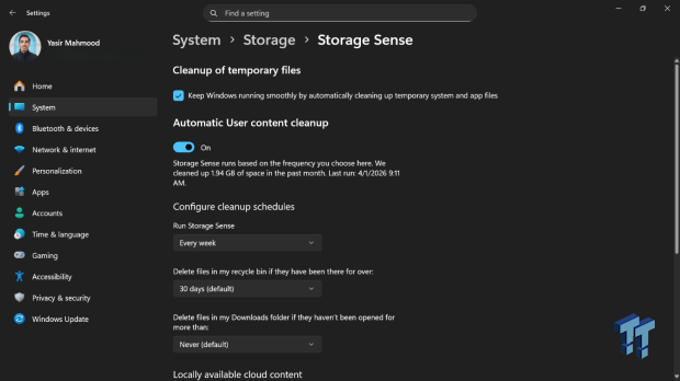 I set up Storage Sense once and haven't worried about disk space since 1