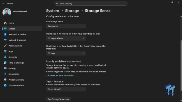 I set up Storage Sense once and haven't worried about disk space since 2