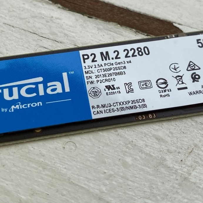 【未使用】Crucial P2 M.2 2280 500GB NVMe SSD Micron Crucial P2 Ct500P2Ssd8 500 Gb Solid State Drive - M.2 2280