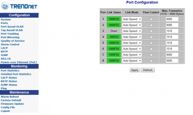 TRENDnet TPE-80WS 8-Port Power Over Ethernet Web Smart Switch 09