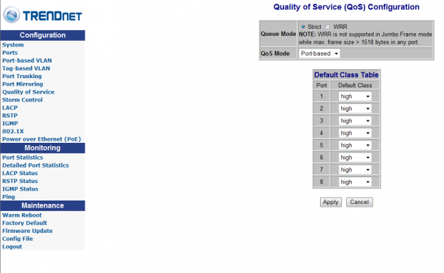 TRENDnet TPE-80WS 8-Port Power Over Ethernet Web Smart Switch 13