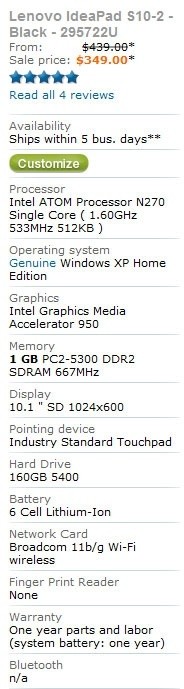 Lenovo IdeaPad S10-2 Netbook 11 Lenovo IdeaPad S10-2 Netbook 11