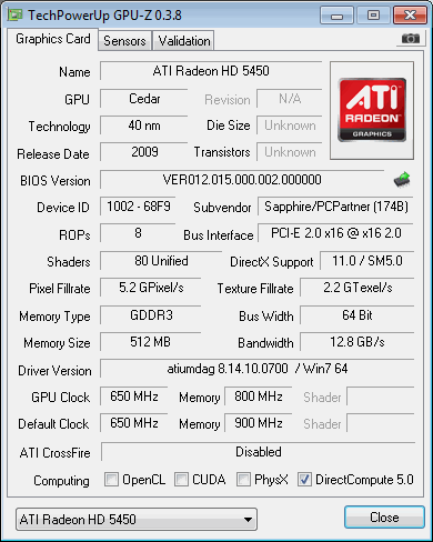 Hd 5450 hot sale graphics card