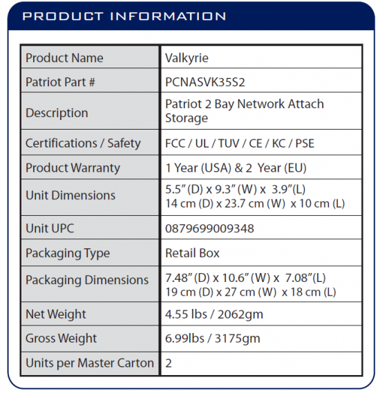 Patriot Valkyrie 2-Bay Network Attached Storage Device 02