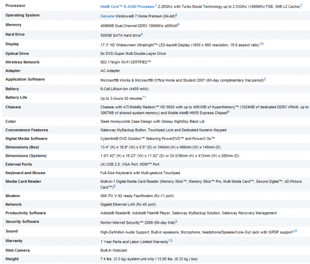 Gateway NV7901u 17.3-inch Multimedia Notebook 14