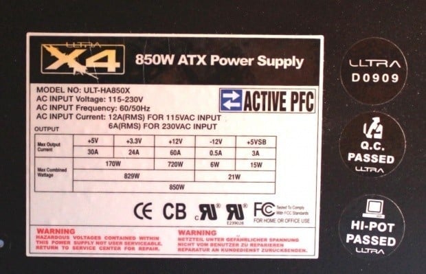 Ultra X4 850 Watt Full Modular Power Supply