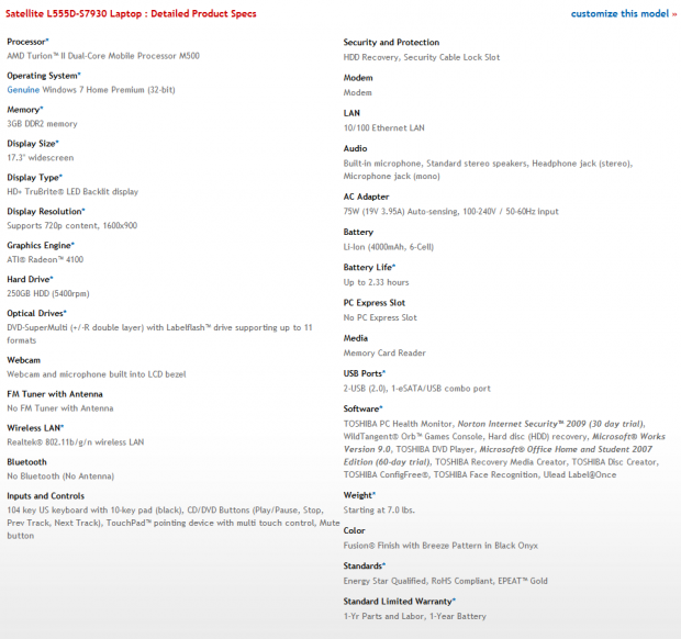 Toshiba Satellite L555D-S7930 17.3-inch Notebook 10