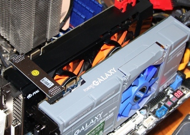 Open enlarged image Galaxy and Palit GeForce GTX 470s in SLI Overclocked 02
