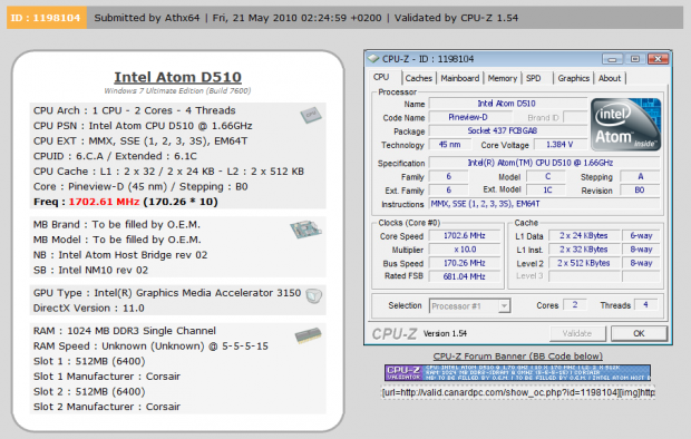 ZOTAC NM10-DTX WiFi (NM10-Express) Motherboard w/ Atom D510 CPU 16