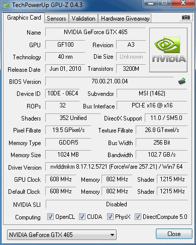 MSI GeForce GTX 465 Twin Frozr II Video Card 01 MSI GeForce GTX 465 Twin Frozr II Video Card 01