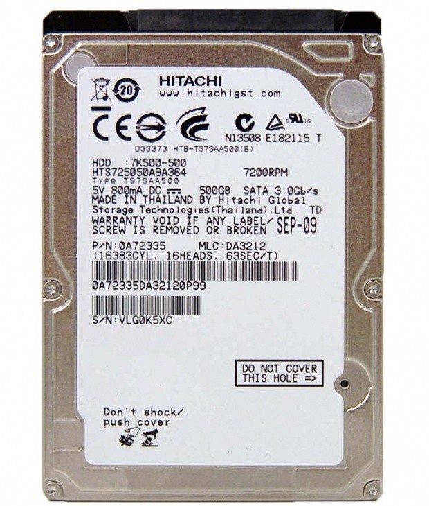 Hitachi Travelstar 7K500 500GB (HTS725050A9A364) 2.5-inch Hard 