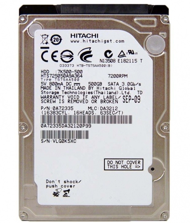 Hitachi Travelstar 7K500 500GB (HTS725050A9A364) 2.5-inch Hard Drive