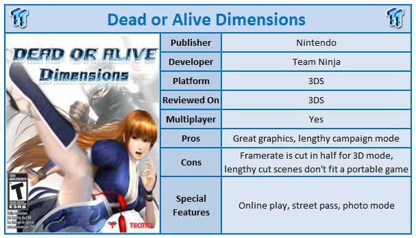 Dead or Alive Dimensions 3DS Review