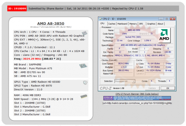 AMD A8-3850, Sapphire A75, G.Skill Flare and 2600MHz+ DDR 07 AMD A8-3850, Sapphire A75, G.Skill Flare and 2600MHz+ DDR 07
