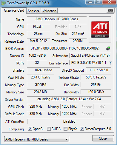 sapphire amd radeon hd 7800 series