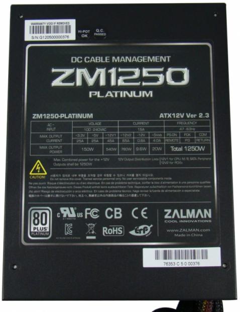 Zalman ZM1250 Platinum 1250W 80 PLUS Platinum Power Supply Review 11