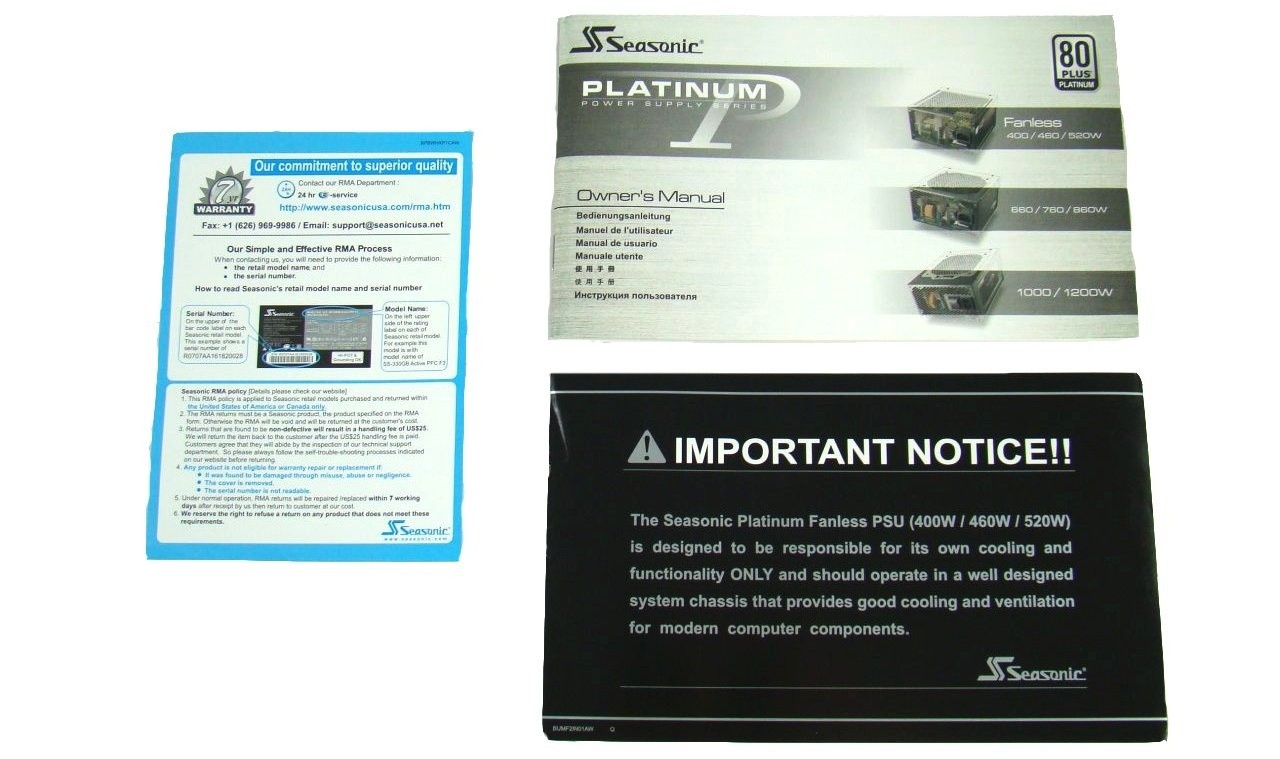 Seasonic Platinum 520 Fanless 520-Watt 80 PLUS Platinum Power Supply ...