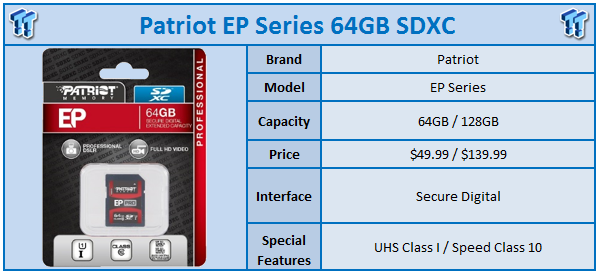 Patriot Memory EP Series 64GB SDXC UHS-I Memory Card Review