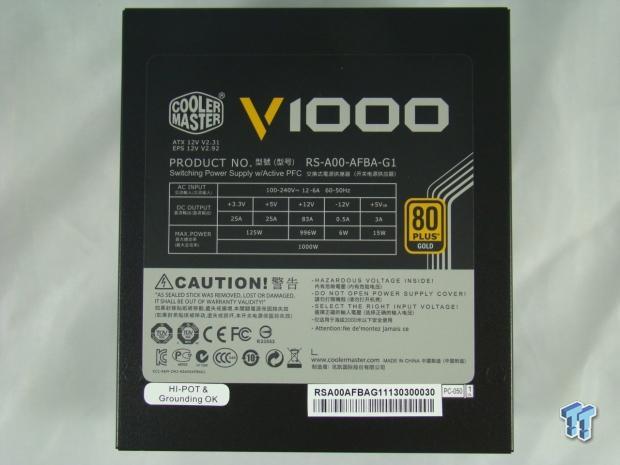 ALIMENTATION ATX 1000W 80+ GOLD VANGUARD COOLER MASTER V SERIES 1000