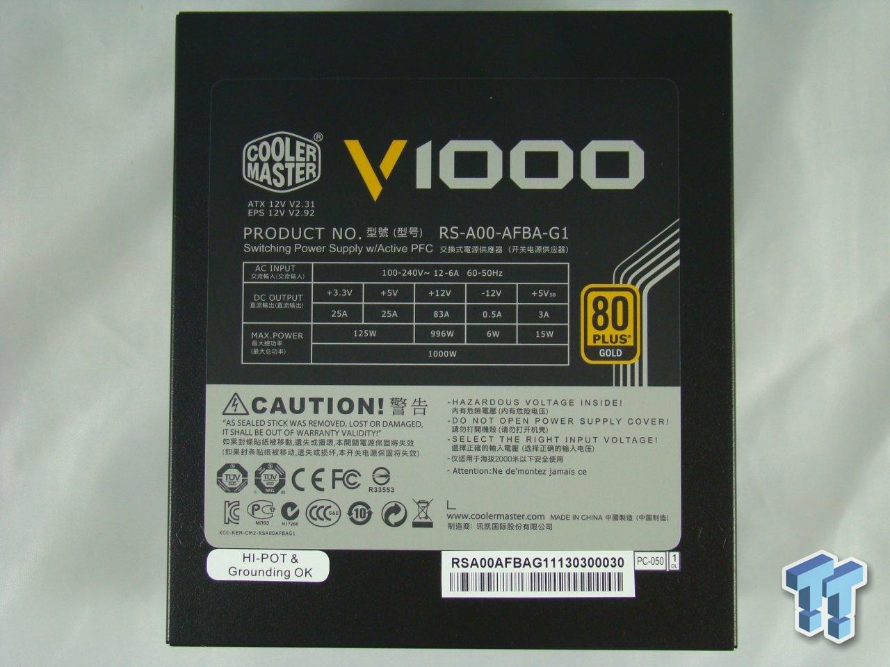 V1000 1000W Fully Modular 80 PLUS Gold Certified Power Supply