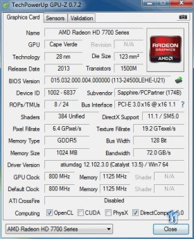 Sapphire Radeon HD 7730 1GB GDDR5 Video 