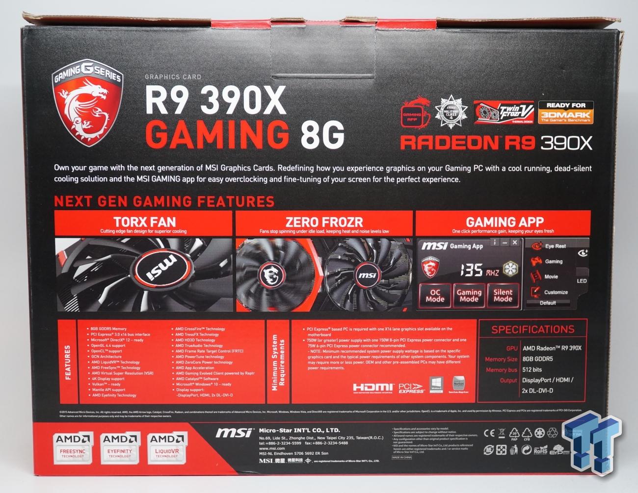 MSI Radeon R9 390X Gaming 8G Video Card 