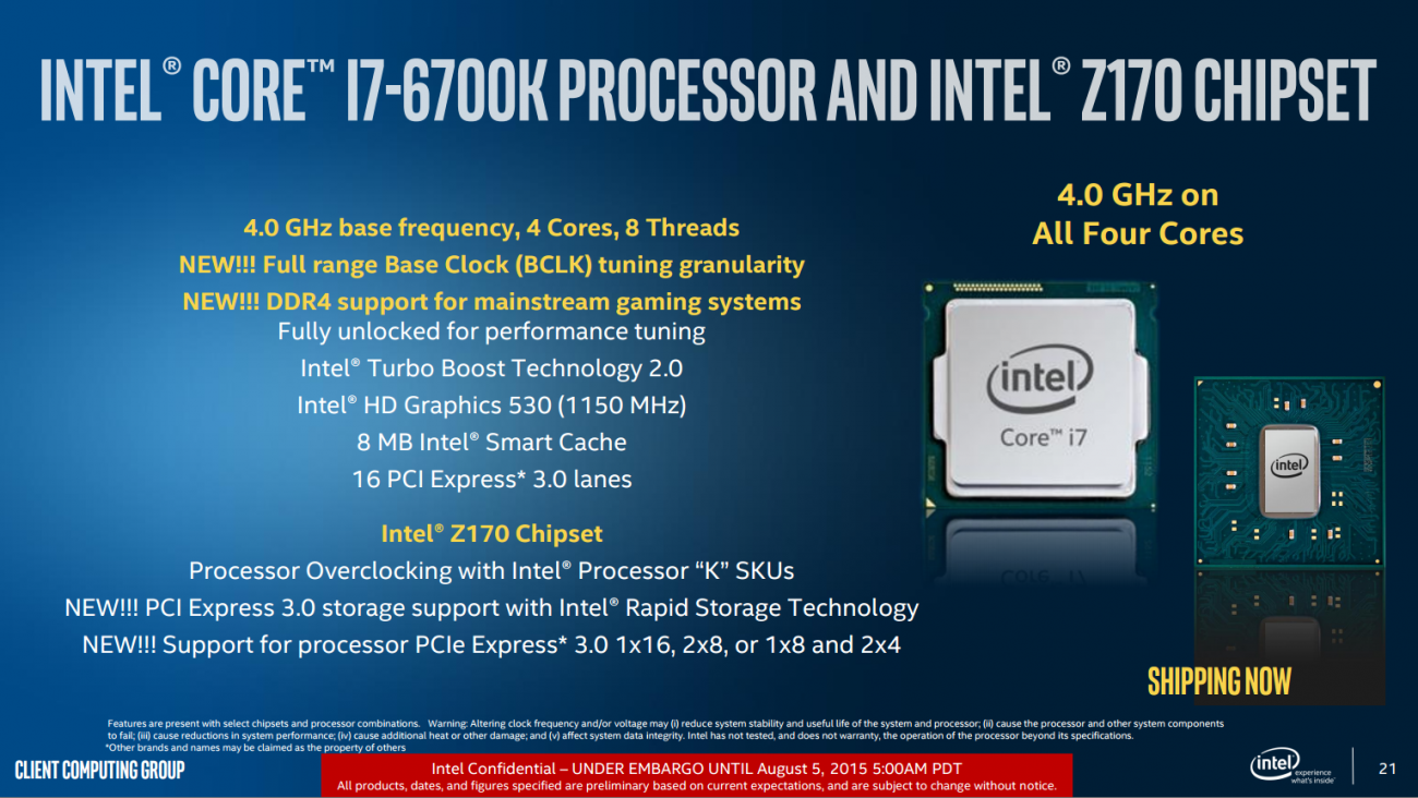 Intel Skylake Core i7-6700K CPU (Z170 Chipset and GT530 