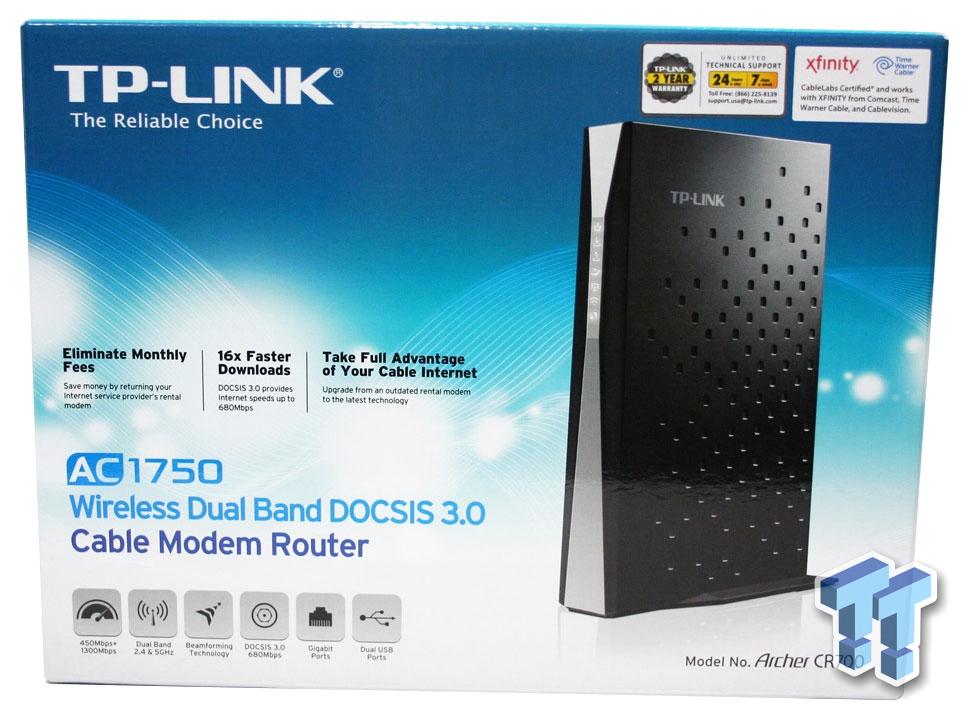 TP-Link Archer CR700 16x4 DOCSIS3.0 AC1750 Wireless Wi-Fi Cable Modem Router 