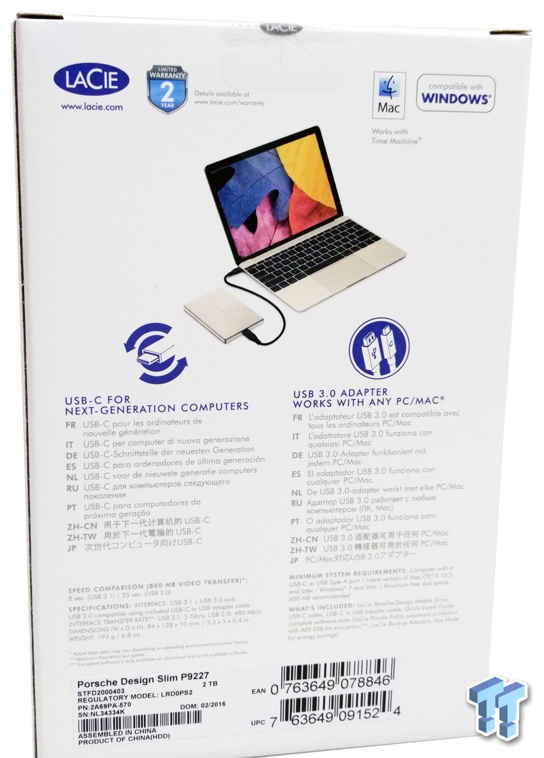 lacie 2tb p’9227 porsche design usb-c mobile hard drive okay for back up for mac