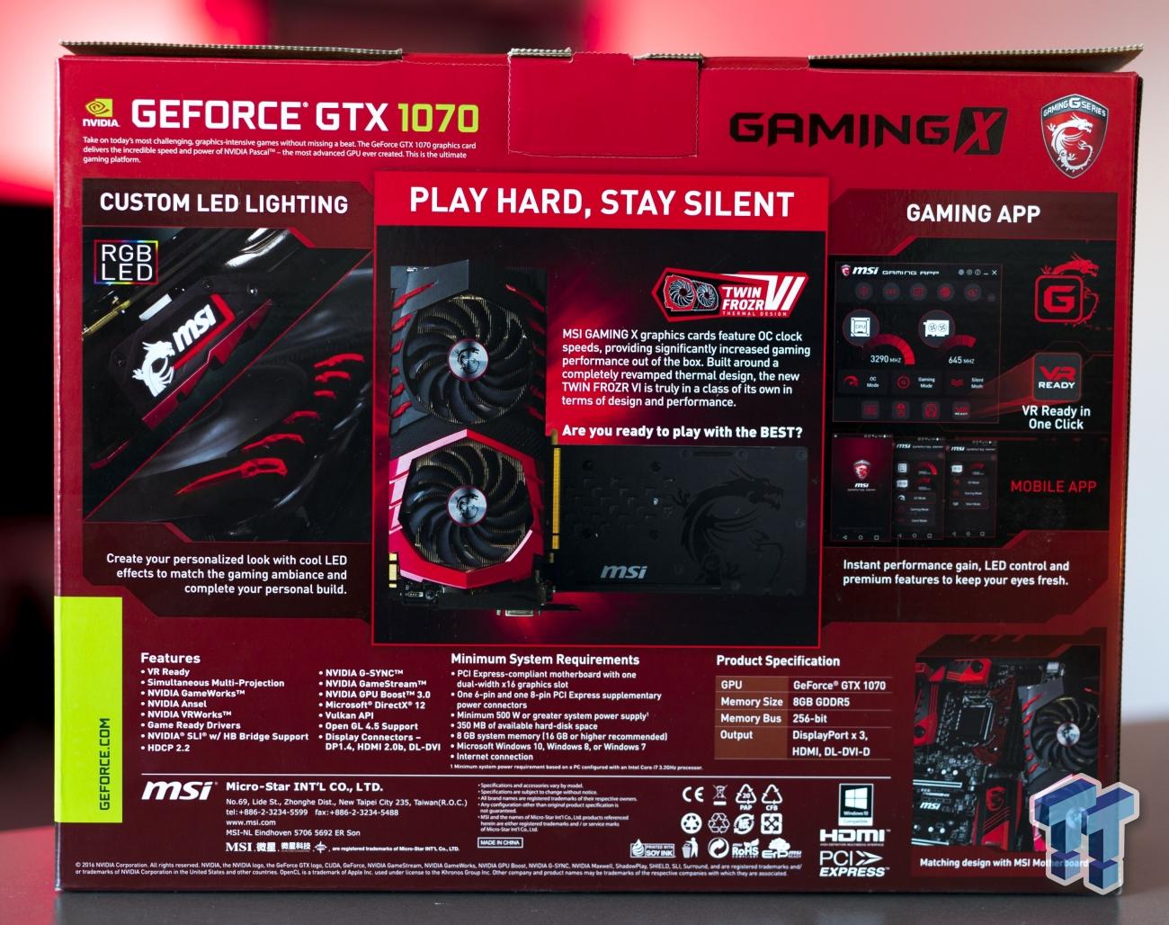 Fancy kjole Dalset Forberedende navn MSI GeForce GTX 1070 Gaming X 8G - Silent Gaming + Major OC Headroom