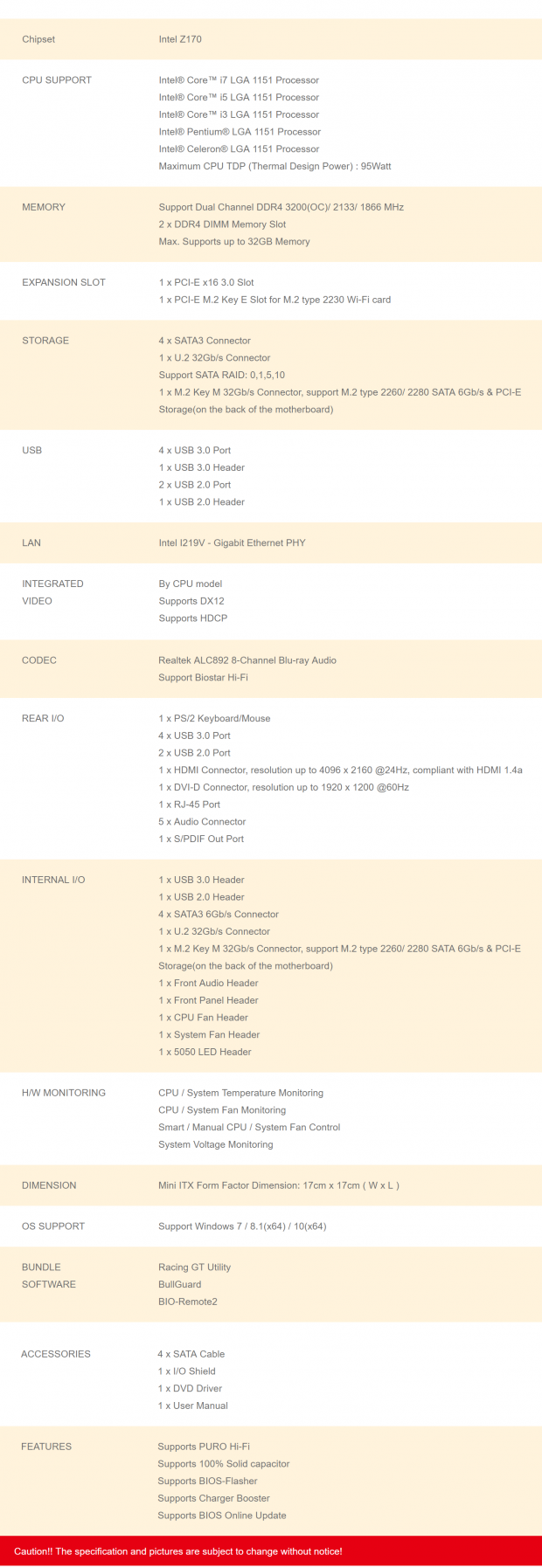 BIOSTAR Racing Z170GTN Mini-ITX Motherboard Review 02