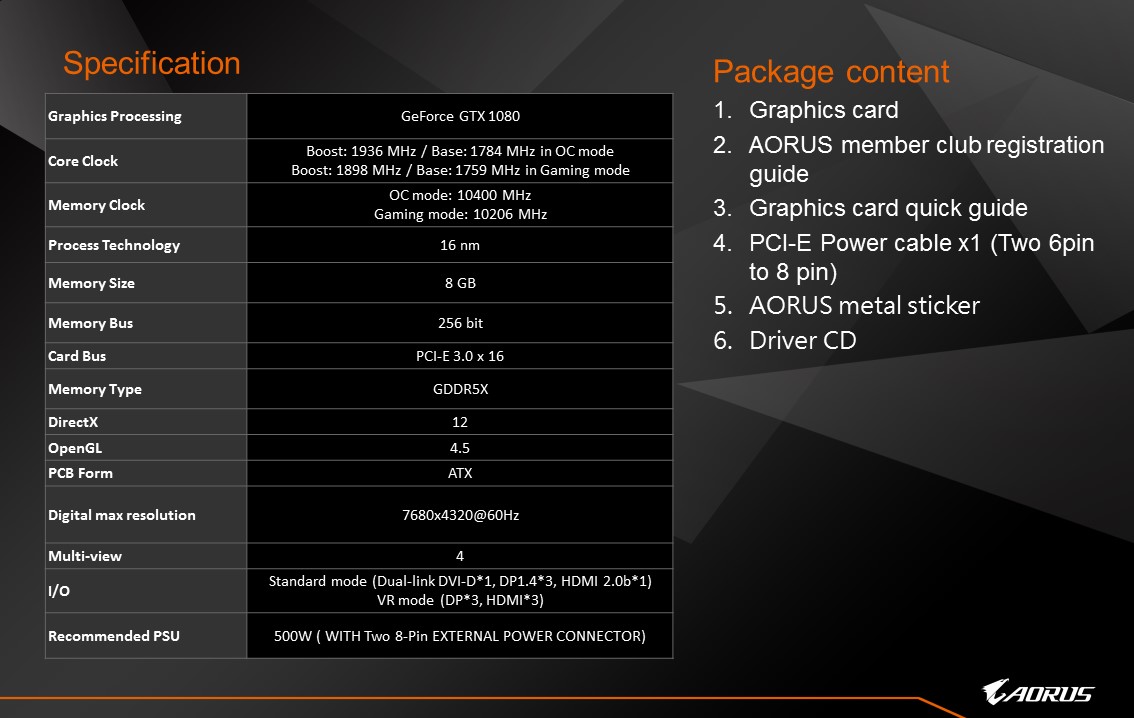 AORUS GeForce GTX 1080 Xtreme Edition 8G - A New Start 10