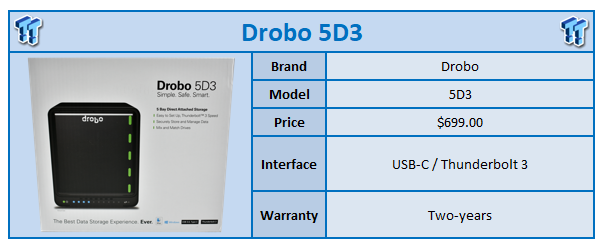 Drobo 5D3 Thunderbolt 3 Five-Bay DAS Review