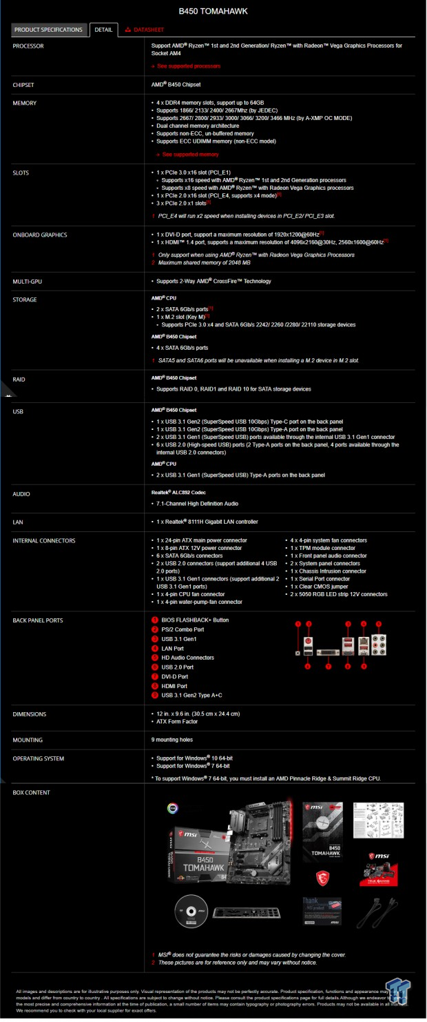 MSI B450 TOMAHAWK MAX Motherboard ATX AMD B450 Socket AM4 DDR4 Dual Channel