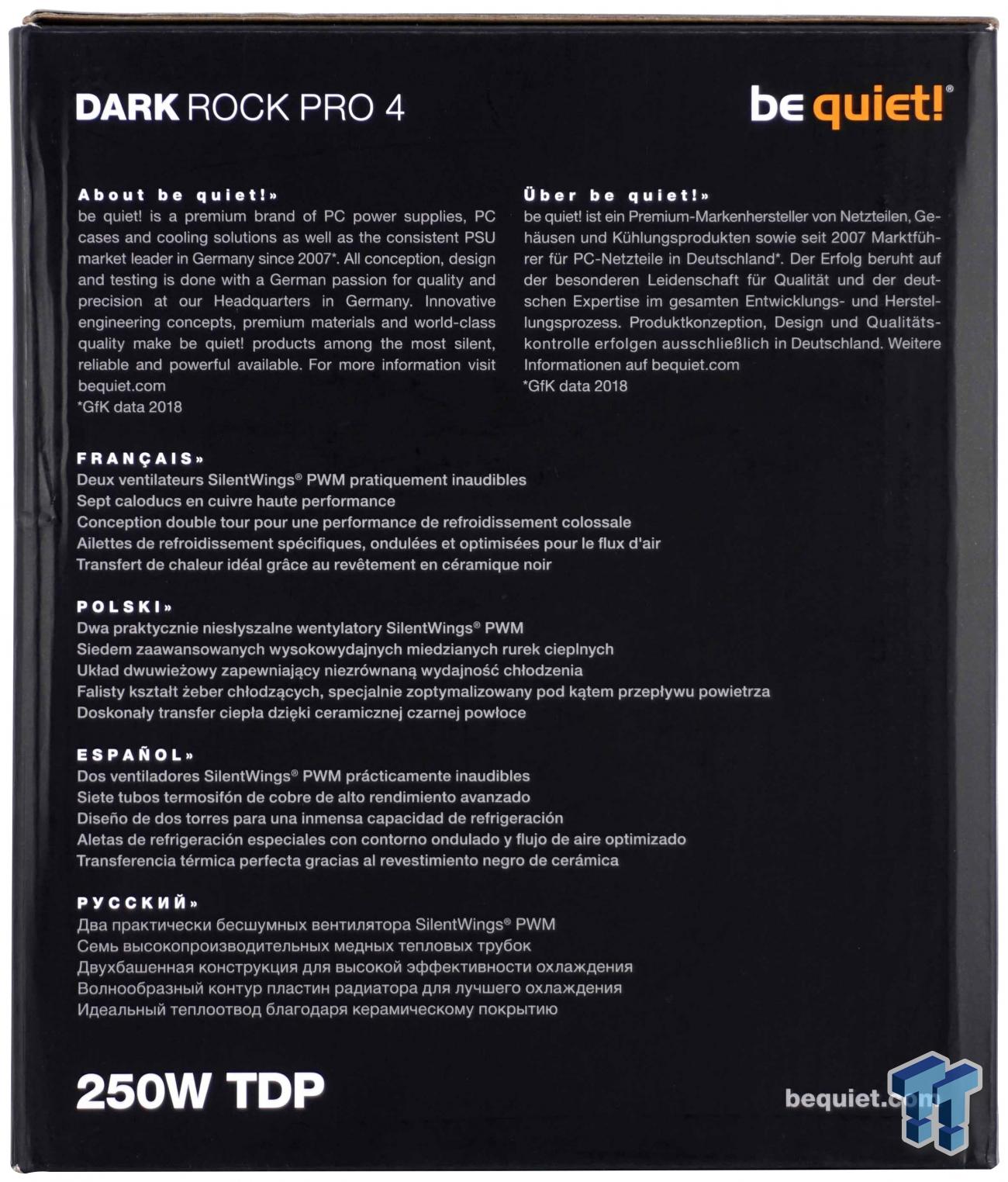 Be Quiet! Dark Rock Pro 4 - CPU Cooler - 250W TDP Intel: LGA BK022