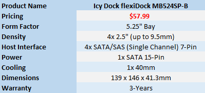 Icy Dock flexiDock MB524SP-B Review - 4x 2.5inch SATA, 5.25 Bay 20 Icy Dock flexiDock MB524SP-B Review - 4x 2.5inch SATA, 5.25 Bay 20