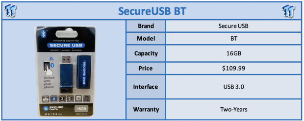 SecureData SecureUSB BT 16GB Hardware Encrypted Flash Drive