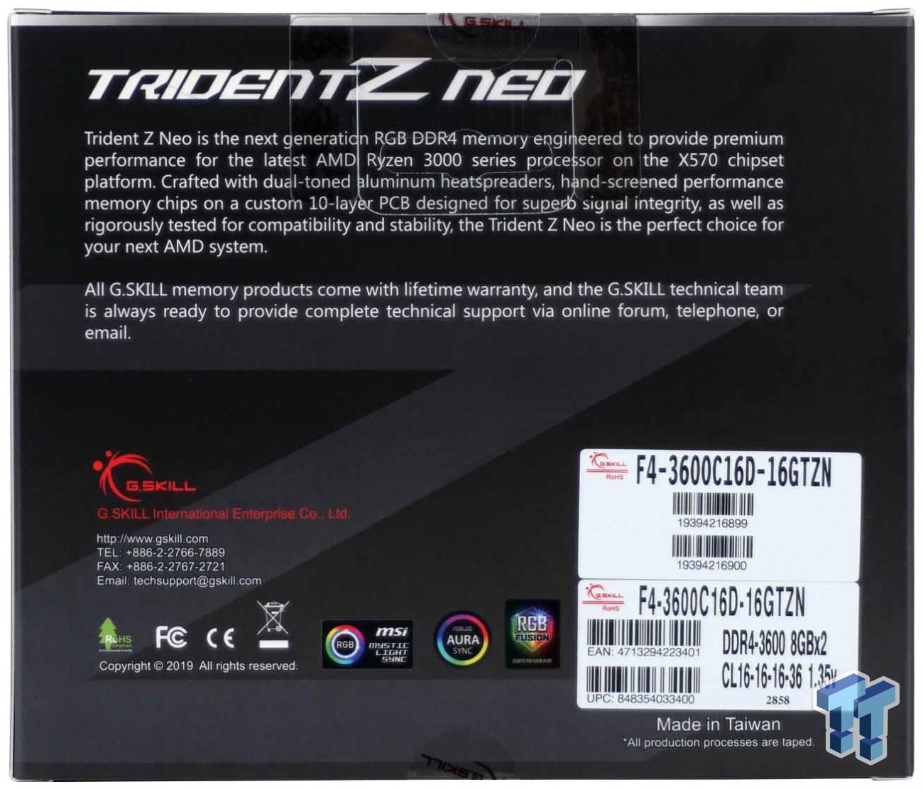 G.SKILL TridentZ NEO DDR4-3600 16GB Dual-Channel Memory Kit Review 