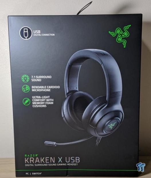  Razer Kraken X USB Ultralight Gaming Headset: 7.1 Surround  Sound - Lightweight Frame - Green Logo Lighting - Integrated Audio Controls  - Bendable Cardioid Microphone - for PC - Classic Black : Video Games