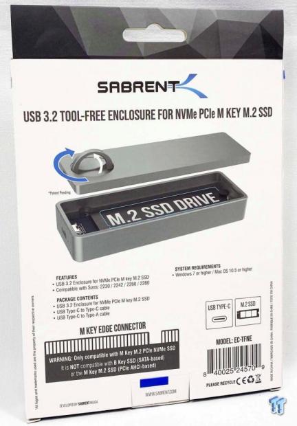 USB 3.2 Type-C Tool-Free Enclosure for M.2 PCIe NVMe and SATA SSDs - Sabrent